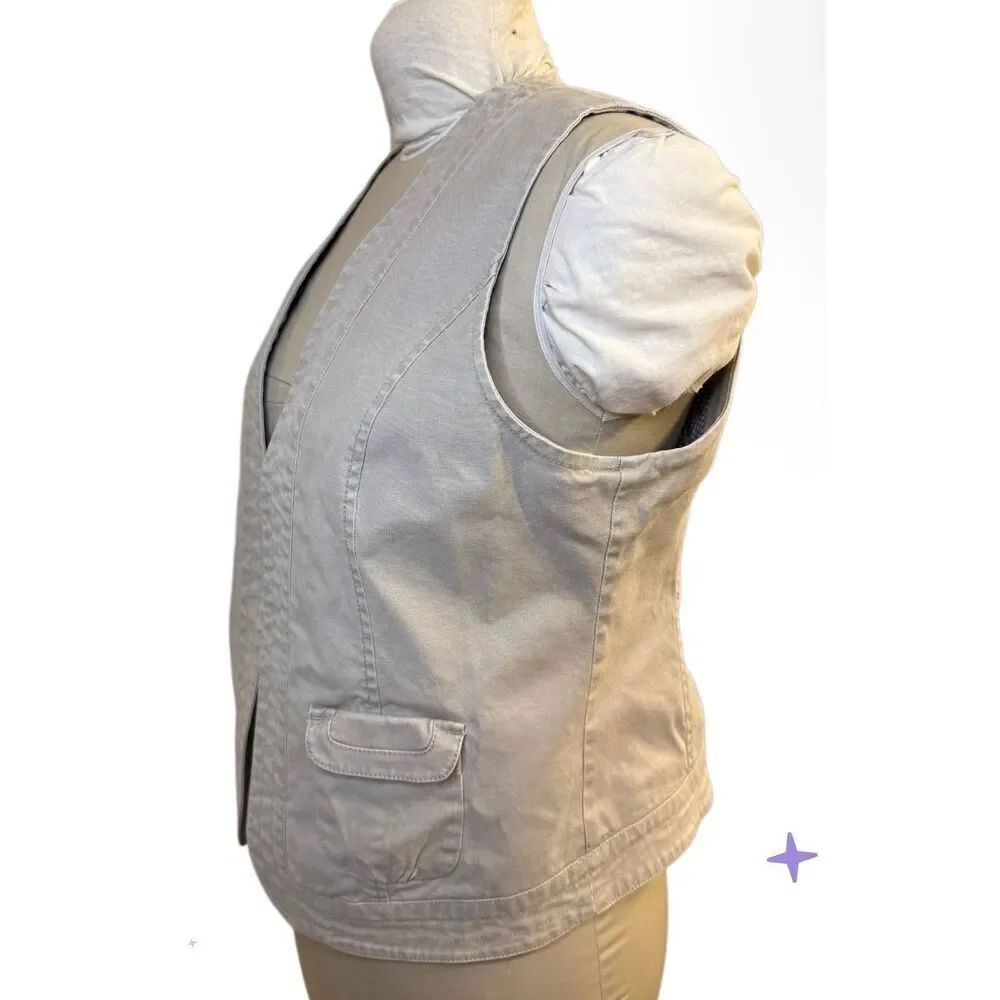 Chico’s Caribbean Canvas Corta Lined Vest Khaki Size 8/10 (Chico’s Sz. 1) - Picture 3 of 8